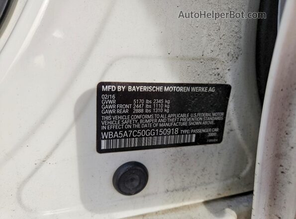WBA5A7C50GG150918 2016 BMW 5 SERIES White Engine compartment view