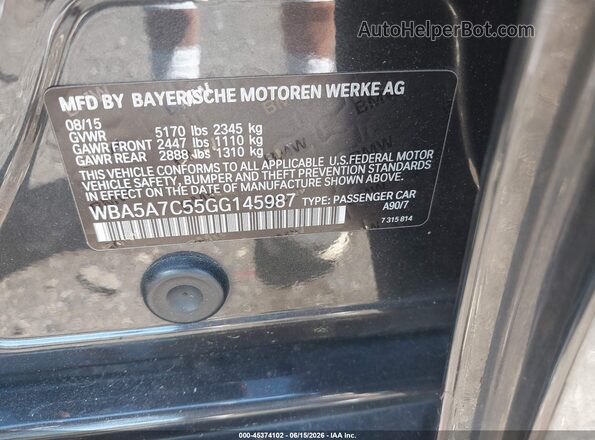 WBA5A7C55GG145987 2016 BMW 5 SERIES Gray 