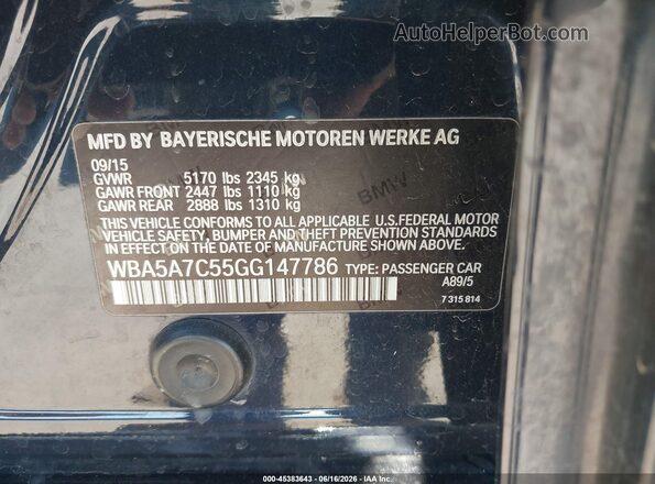 WBA5A7C55GG147786 2016 BMW 5 SERIES Blue Շարժիչի բաժամունքի տեսք