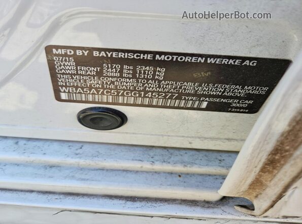 WBA5A7C57GG145277 2016 BMW 5 SERIES White Շարժիչի բաժամունքի տեսք