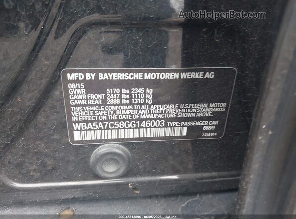 WBA5A7C58GG146003 2016 BMW 5 SERIES Black Engine compartment view