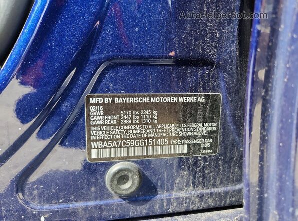WBA5A7C59GG151405 2016 BMW 5 SERIES Blue Engine compartment view