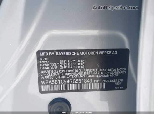WBA5B1C54GG551849 2016 BMW 7 SERIES Silver Widok komory silnika