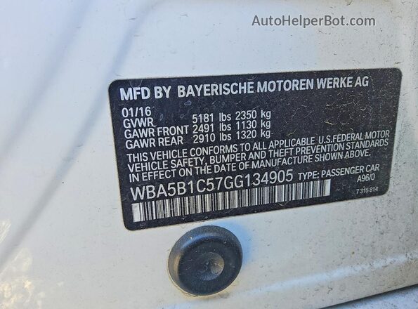 WBA5B1C57GG134905 2016 BMW 5 SERIES White Vista del compartimento del motor