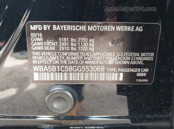 WBA5B1C58GG553068 2016 BMW 5 SERIES Black Vista del compartimento del motor