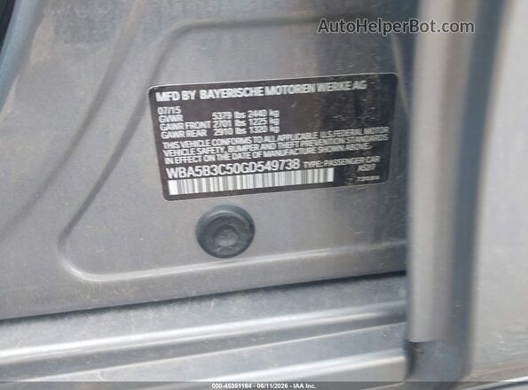 WBA5B3C50GD549738 2016 BMW 5 SERIES Gray Engine compartment view