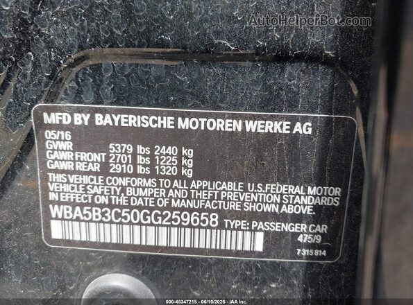 WBA5B3C50GG259658 2016 BMW 5 SERIES Черный Вид подкапотного пространства