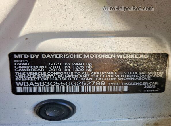 WBA5B3C55GG252799 2016 BMW 5 SERIES White Շարժիչի բաժամունքի տեսք