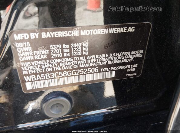 WBA5B3C58GG252506 2016 BMW 5 SERIES Black 