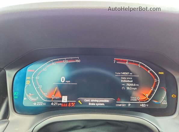 WBA5R1C57KAE82035 2019 BMW 3 SERIES Белый Вид щитка приборов