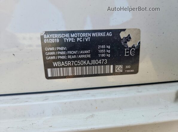 WBA5R7C50KAJ80473 2019 BMW 3 SERIES White Շարժիչի բաժամունքի տեսք