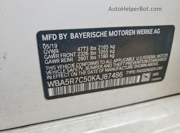 WBA5R7C50KAJ87486 2019 BMW OTHER White Շարժիչի բաժամունքի տեսք