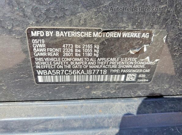 WBA5R7C56KAJ87718 2019 BMW OTHER Gray Engine compartment view