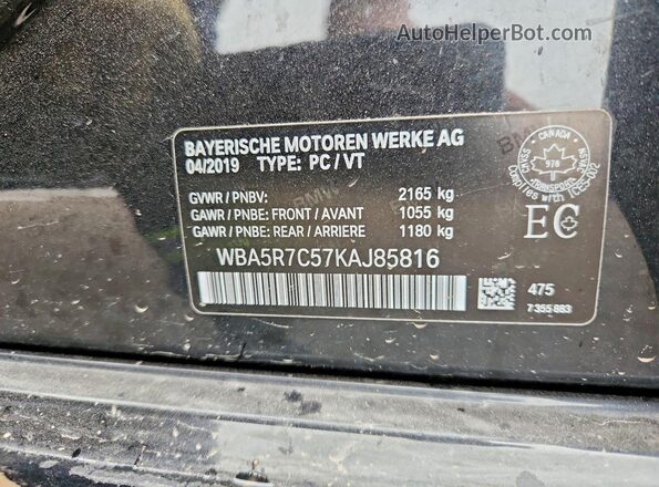 WBA5R7C57KAJ85816 2019 BMW OTHER Черный 