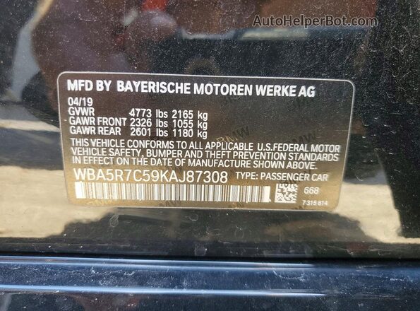 WBA5R7C59KAJ87308 2019 BMW OTHER Black 