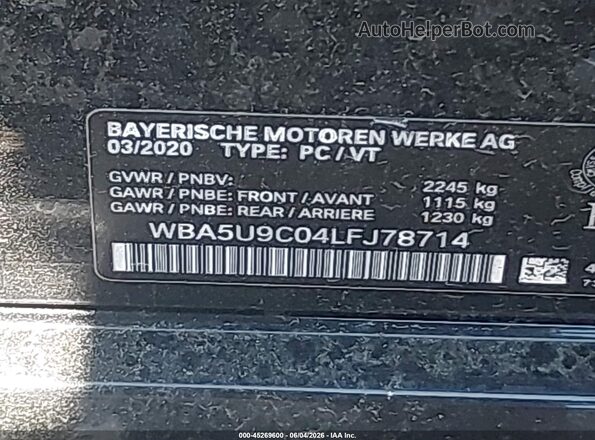 WBA5U9C04LFJ78714 2020 BMW M3 Black ძრავის განყოფილების ხედი