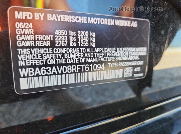 WBA63AV08RFT61094 2024 BMW 4 SERIES Black Engine compartment view