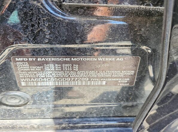 WBA6D4C55GD977289 2016 BMW 6 SERIES Черный Вид наклейки с VIN-кодом