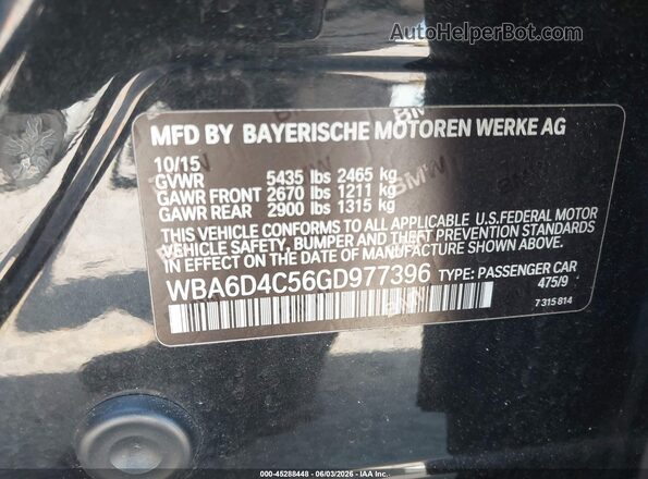 WBA6D4C56GD977396 2016 BMW 7 SERIES Black Շարժիչի բաժամունքի տեսք