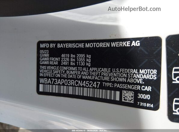 WBA73AP03RCN45247 2024 BMW 4 SERIES White Widok komory silnika