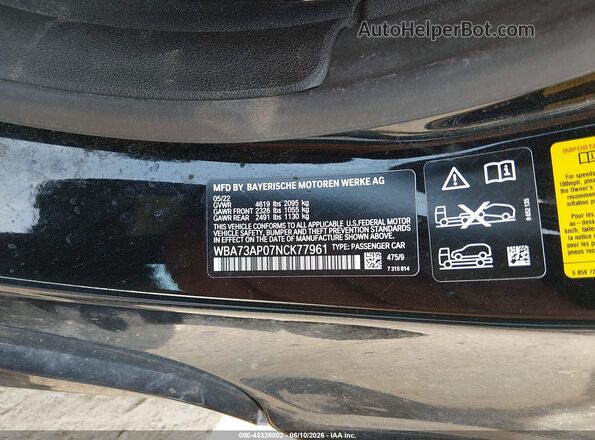 WBA73AP07NCK77961 2022 BMW 4 SERIES Black Вид підкапотного простору