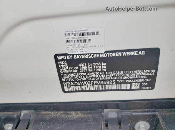 WBA73AV02PFM95925 2023 BMW 4 SERIES White Vista del compartimento del motor