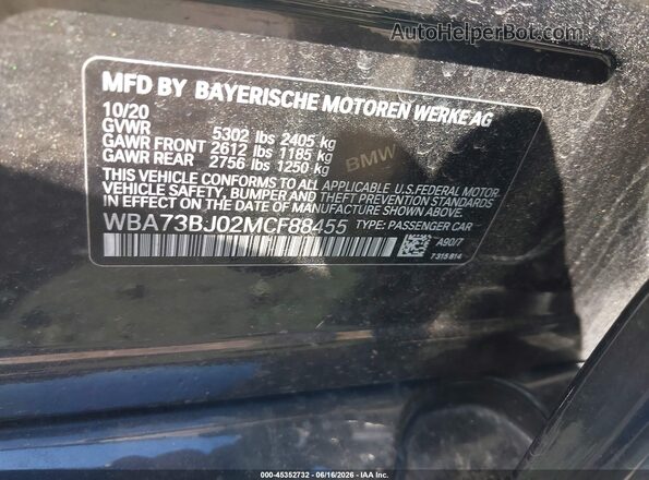 WBA73BJ02MCF88455 2021 BMW 5 SERIES Black Вид підкапотного простору