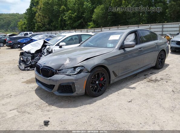 WBA73BJ0XMWX12984 2021 BMW 5 SERIES Gray წინა მარცხენა ხედი სამი მეოთხედიდან