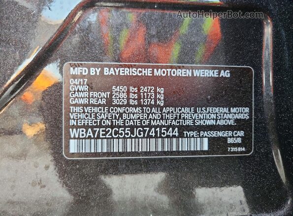 WBA7E2C55JG741544 2018 BMW OTHER Black Widok komory silnika