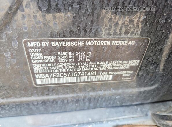 WBA7E2C57JG741481 2018 BMW 7 SERIES Gray Вид підкапотного простору
