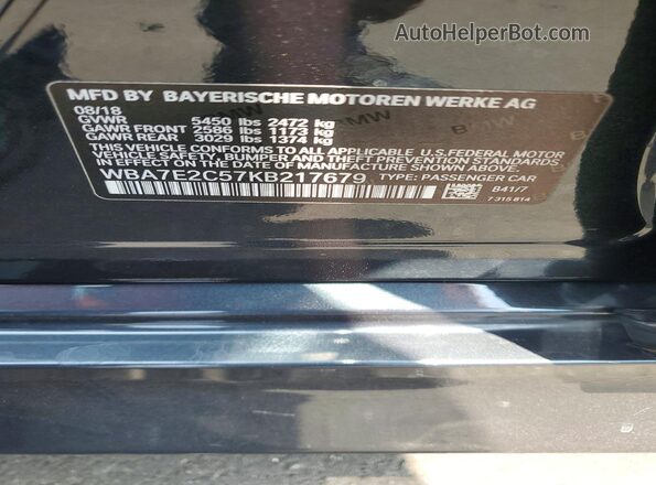 WBA7E2C57KB217679 2019 BMW OTHER Gray 