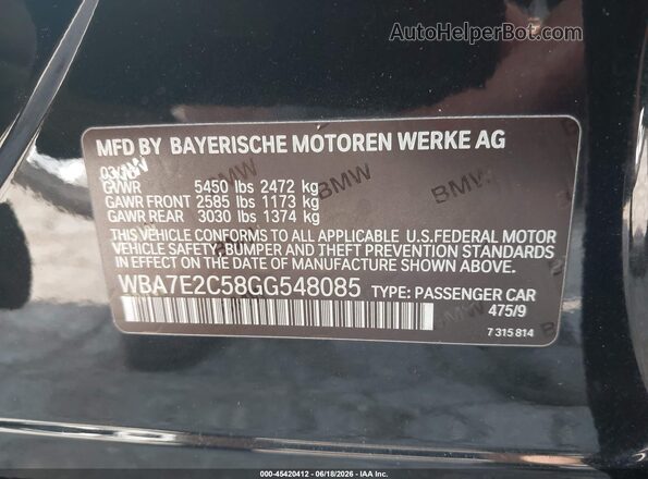 WBA7E2C58GG548085 2016 BMW OTHER Black 