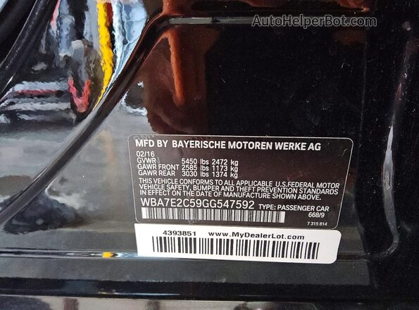 WBA7E2C59GG547592 2016 BMW OTHER Black Вид підкапотного простору
