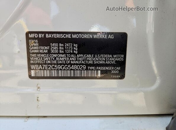 WBA7E2C59GG548029 2016 BMW 7 SERIES White Շարժիչի բաժամունքի տեսք