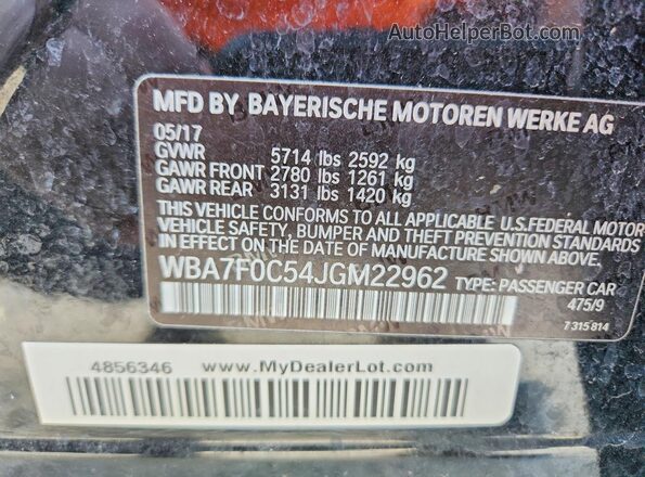 WBA7F0C54JGM22962 2018 BMW 7 SERIES Black VIN կոդի պիտակի տեսք