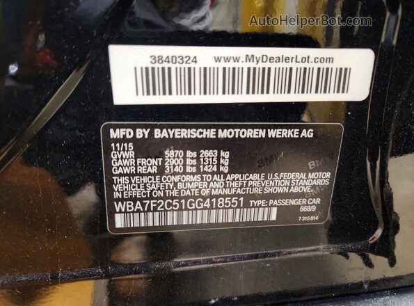 WBA7F2C51GG418551 2016 BMW OTHER Black Вид підкапотного простору