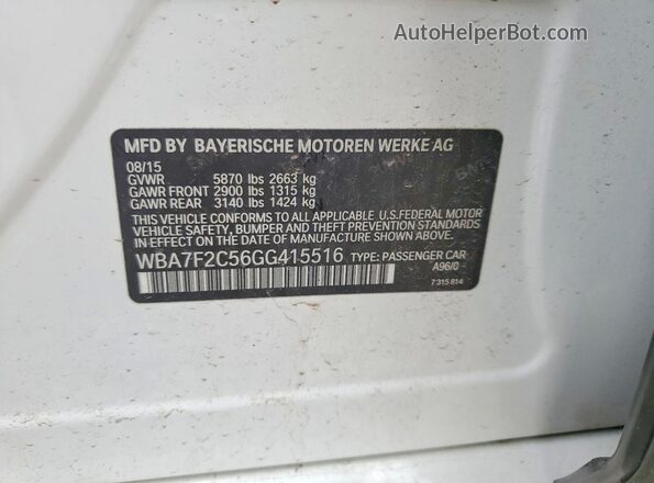 WBA7F2C56GG415516 2016 BMW 7 SERIES Белый Вид подкапотного пространства