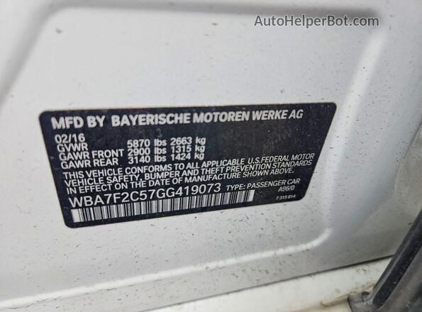WBA7F2C57GG419073 2016 BMW OTHER White 