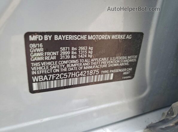 WBA7F2C57HG421875 2017 BMW 7 SERIES Silver Widok komory silnika