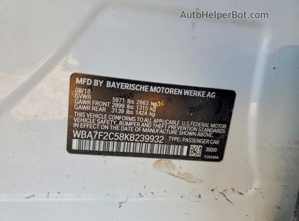 WBA7F2C58KB239932 2019 BMW OTHER White Շարժիչի բաժամունքի տեսք