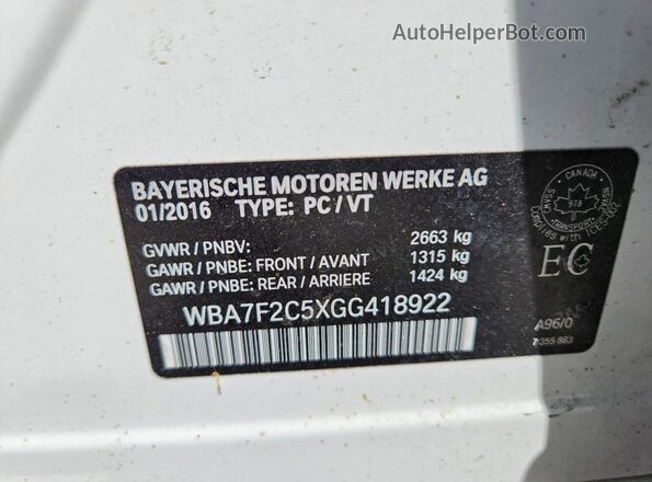 WBA7F2C5XGG418922 2016 BMW OTHER White 