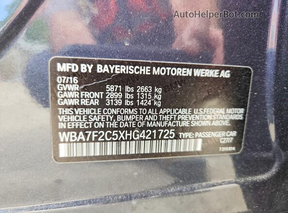 WBA7F2C5XHG421725 2017 BMW OTHER Gray 