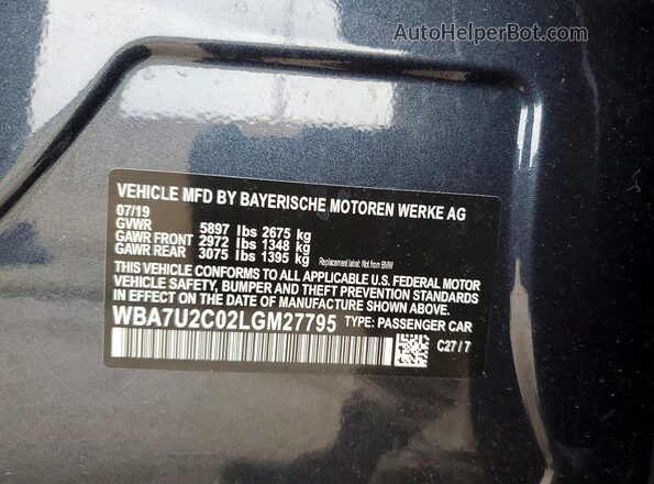WBA7U2C02LGM27795 2020 BMW OTHER Gray Widok komory silnika