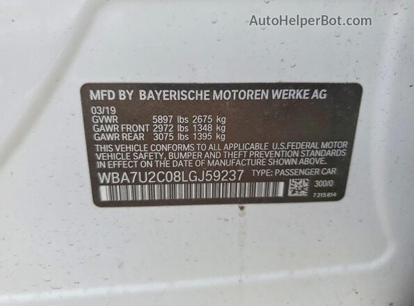 WBA7U2C08LGJ59237 2020 BMW OTHER White Engine compartment view