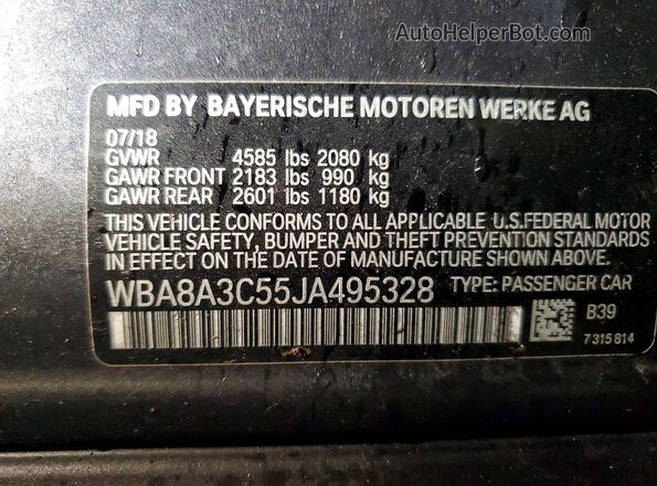 WBA8A3C55JA495328 2018 BMW OTHER Gray Engine compartment view