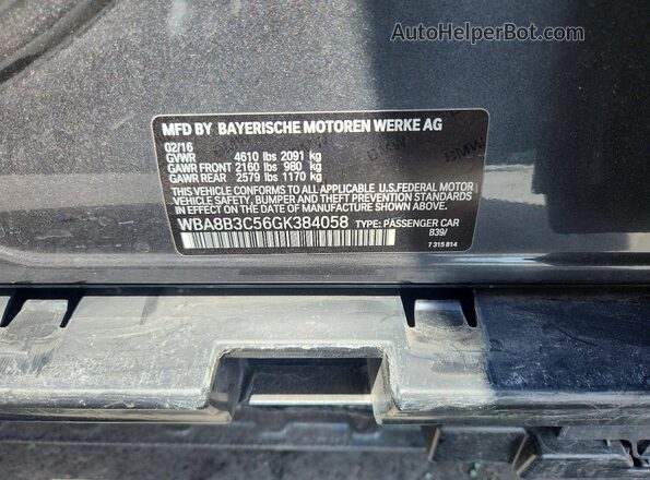WBA8B3C56GK384058 2016 BMW OTHER Gray 