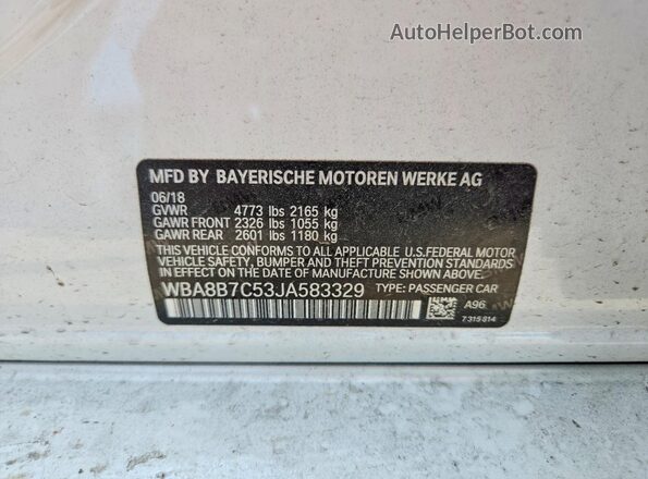 WBA8B7C53JA583329 2018 BMW OTHER White 