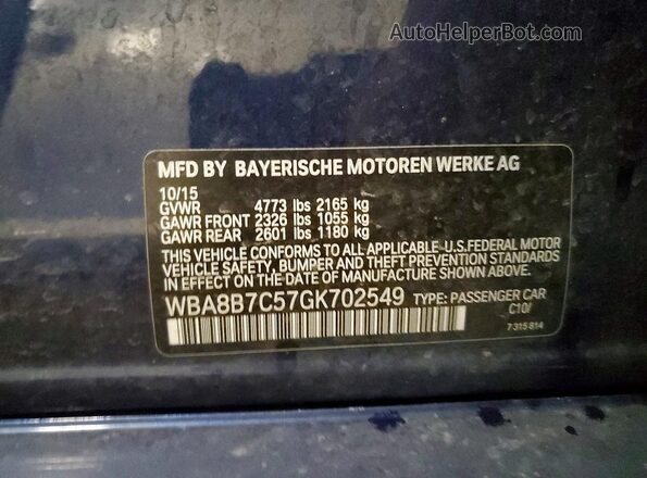 WBA8B7C57GK702549 2016 BMW 7 SERIES Blue Widok komory silnika