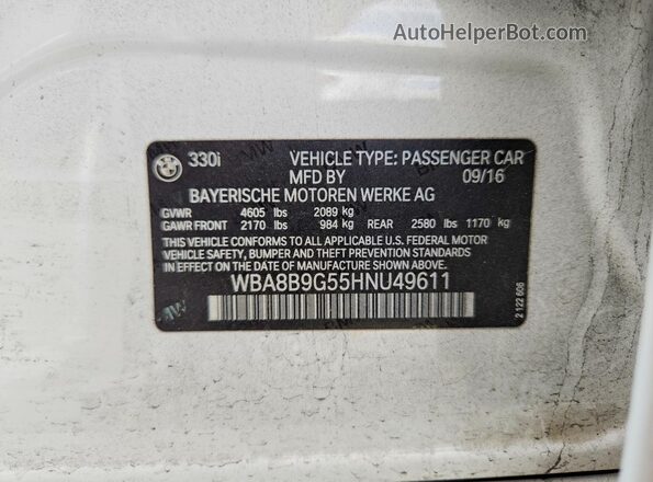 WBA8B9G55HNU49611 2017 BMW OTHER White 