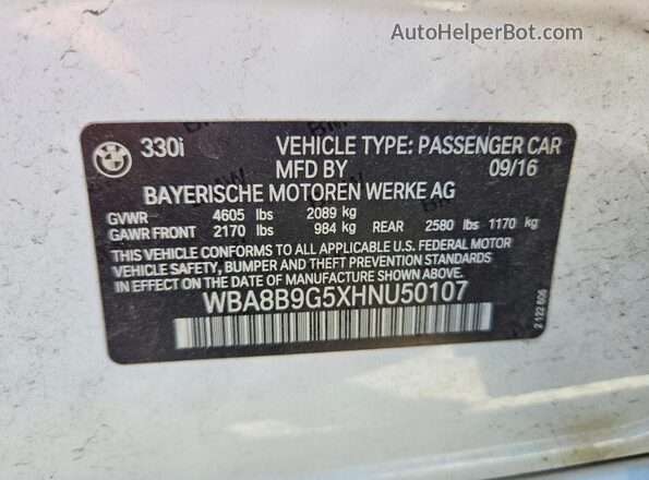 WBA8B9G5XHNU50107 2017 BMW OTHER White 